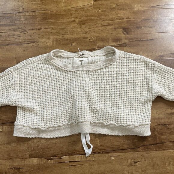 Womens Free people FP knit top ribbon back size large l beige - Picture 2 of 7